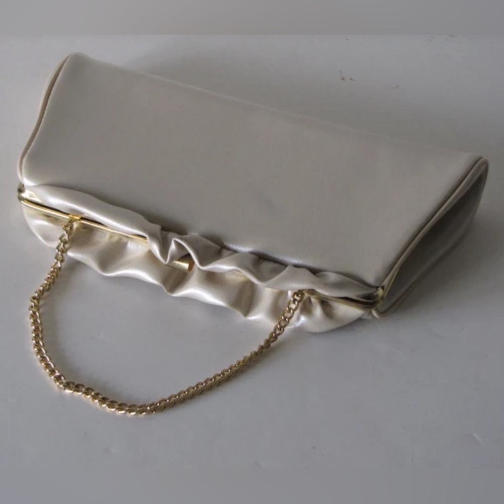 Vintage White Clutch/Purse With Ruffle